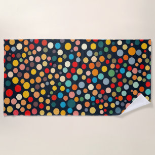 Farbenfrohe Polka Punkte auf dunklem Hintergrund Strandtuch