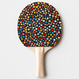 Farbenfrohe Polka Punkte auf dunklem Hintergrund Tischtennis Schläger