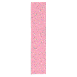 Farbenfrohe Polka Punkte auf Rosa Kurzer Tischläufer