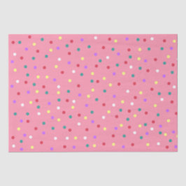 Farbenfrohe Polka Punkte auf Rosa Seidenpapier