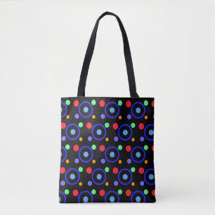Farbenfrohe Polka Punkte auf schwarz Tasche