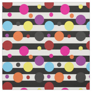 Farbenfrohe Polka Punkte Schwarz-weiße Streifen Stoff