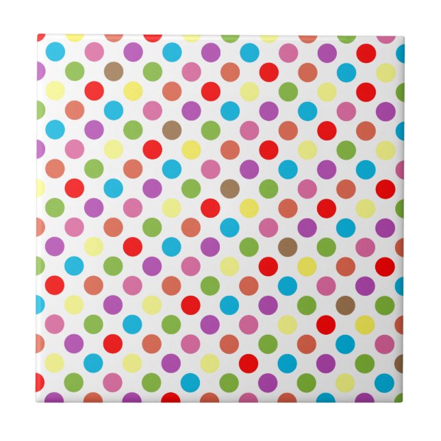 Farbenfrohe Polka-Punktmuster Fliese (Vorderseite)