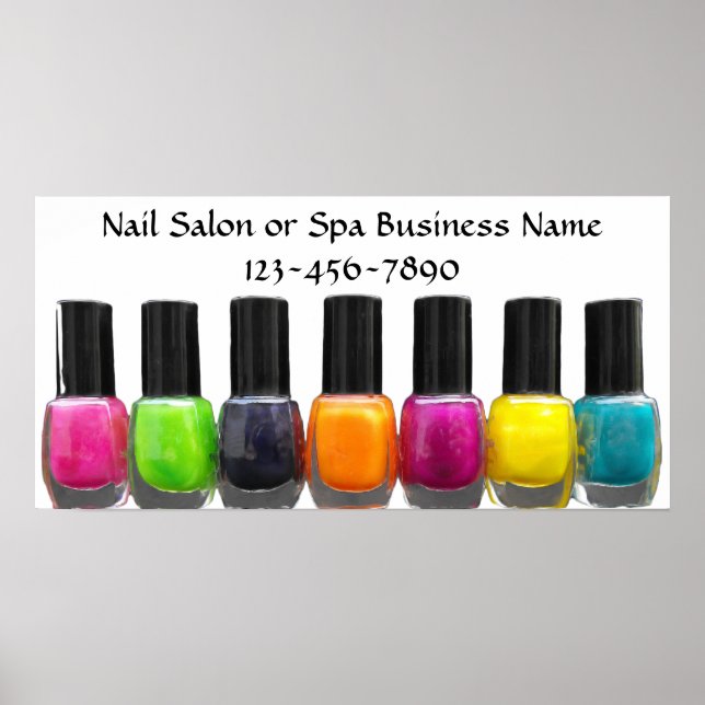 Farbenfrohe polnische Nagelflaschen, Nagelstudio Poster (Vorne)