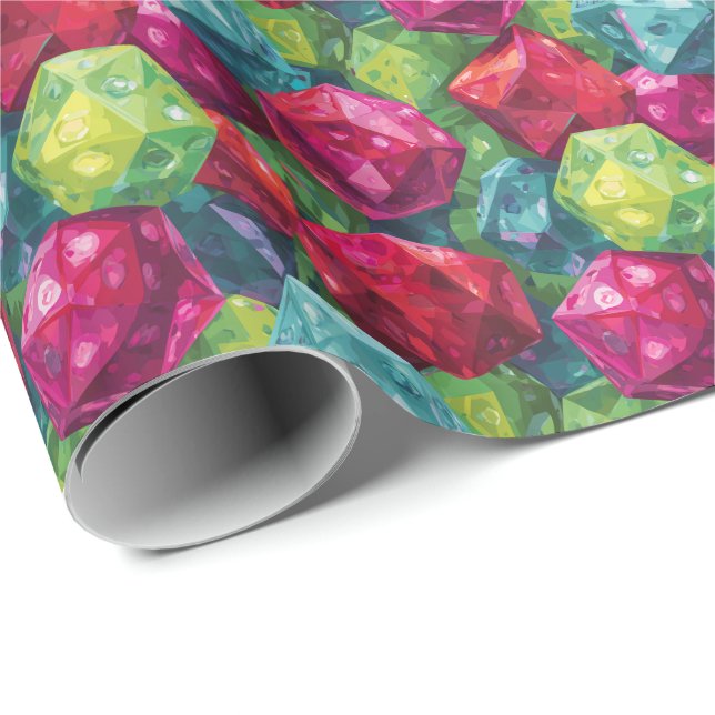 Farbenfrohe Polyhedral Würfel Geschenkpapier (Rolleneckpunkt)
