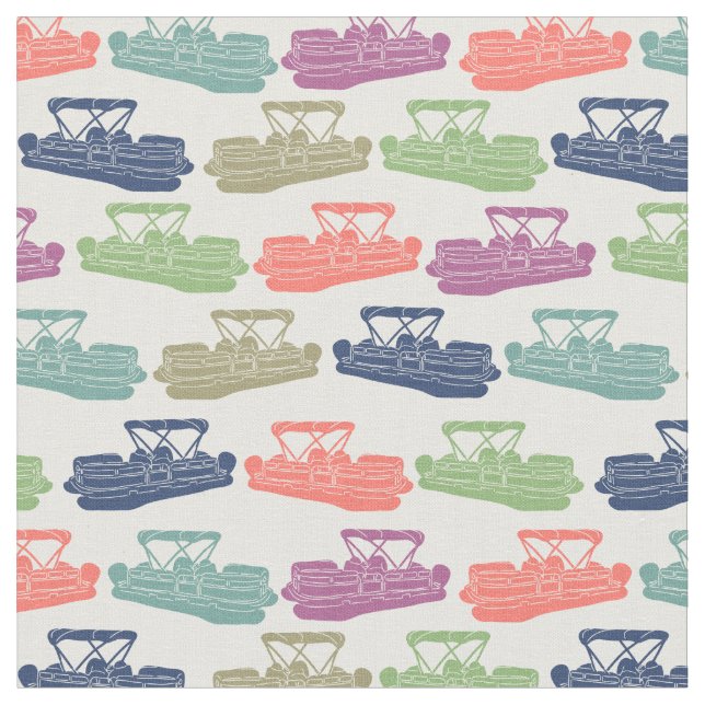 Farbenfrohe Pontoon Boote Gemusterte Boote Printwe Stoff (Nahaufnahme)