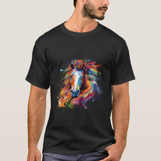 Farbenfrohe Pony Horse Splash T-Shirt