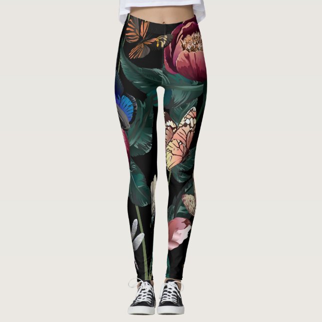 Farbenfrohe Ponys: große Blume. Leggings (Vorderseite)