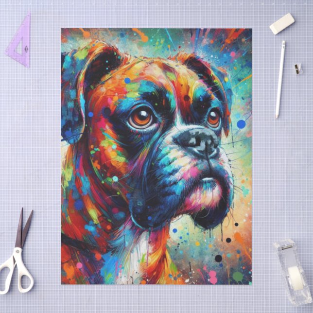Farbenfrohe Pop Art Boxer Dog Entdeckungsreise Seidenpapier (Basteln)