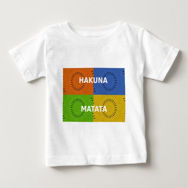 Farbenfrohe Pop Art Collage & "Hakuna Matata" Nach Baby T-shirt (Vorderseite)