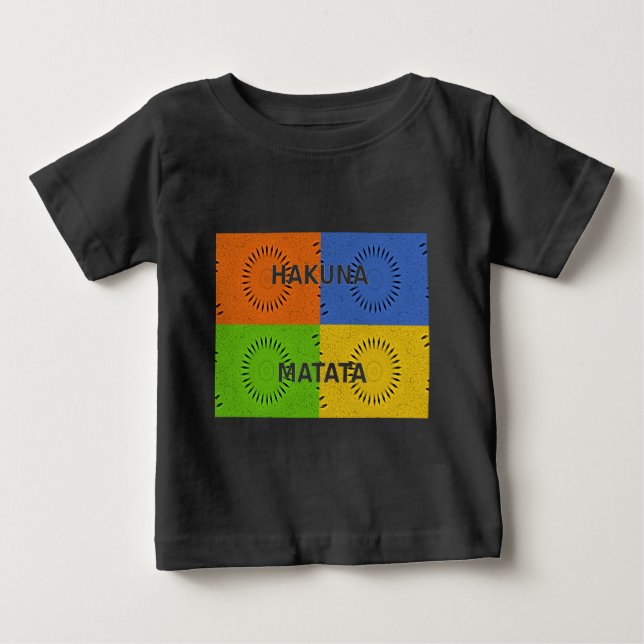Farbenfrohe Pop Art Collage & "Hakuna Matata" Nach Baby T-shirt (Vorderseite)