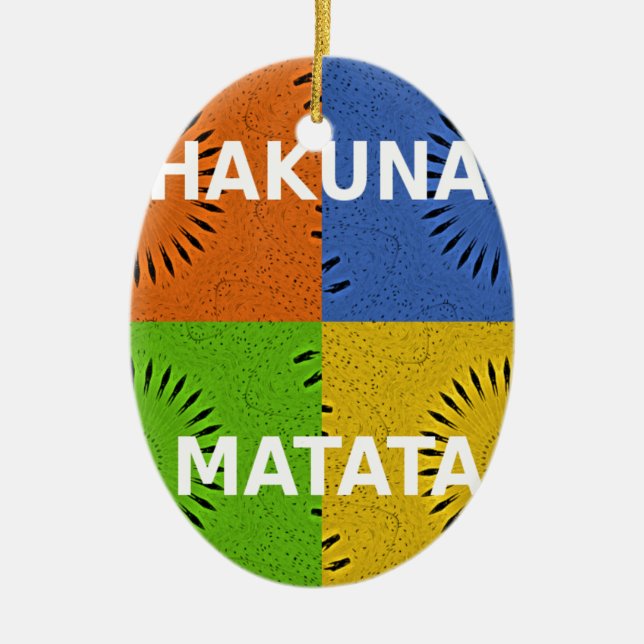 Farbenfrohe Pop Art Collage & "Hakuna Matata" Nach Keramikornament (Vorne)
