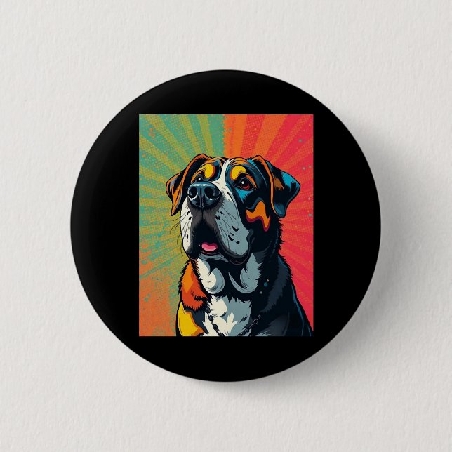 Farbenfrohe Pop Art Dog Illustration � Bold & Fun  Button (Vorderseite)