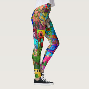Farbenfrohe Pop Art Mixed Media Collage Leggings