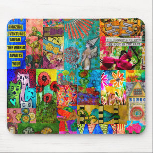 Farbenfrohe Pop Art Mixed Media Collage Mouse Pad Mousepad
