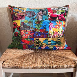 Farbenfrohe Pop Art Mixed Media Collage Throw Kiss Kissen