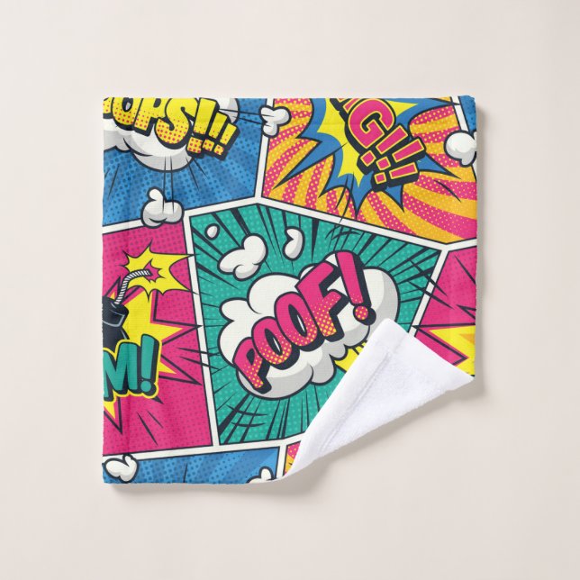 Farbenfrohe Pop Art Pattern - Retro Comic Explosio Waschlappen (Waschlappen)