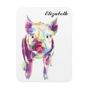 Farbenfrohe Pop Art Pig Personalisiert Magnet