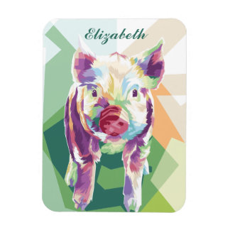 Farbenfrohe Pop Art Pig Personalisiert Magnet