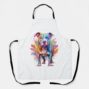 Farbenfrohe Pop Art Pitbuli Schürze