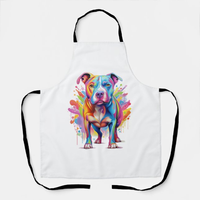 Farbenfrohe Pop Art Pitbuli Schürze (Vorderseite)