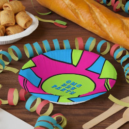 Farbenfrohe Pop Art Retro Y2K Party Papiertücher Pappteller