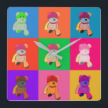 Farbenfrohe Pop Art teddy Sehr geehrte Uhr<br><div class="desc">Pop Art Teddy Bear Design</div>
