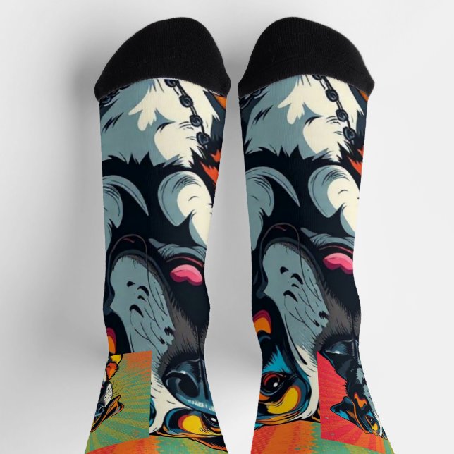 Farbenfrohe Pop Hundelokamera - Fett & Fun Pet Socken (Oben)