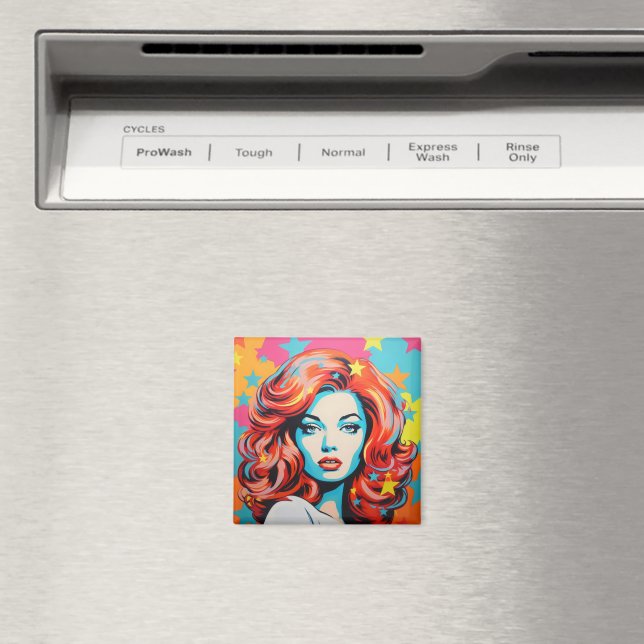 Farbenfrohe Pop Kunst Frau Magnet (In Situ (Geschirrspüler))