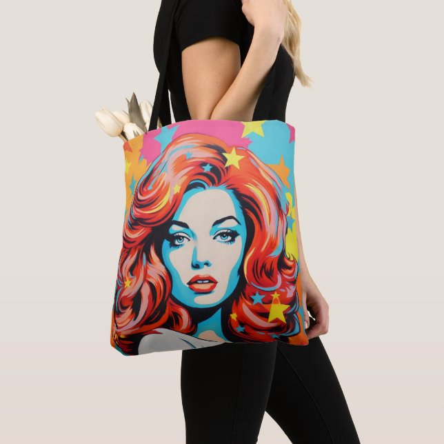 Farbenfrohe Pop Kunst Frau Tasche (Von Nahem)