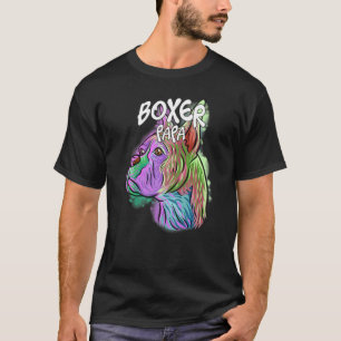 Farbenfrohe Pop Portrait Boxer Dog Vater Vatertag T-Shirt