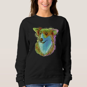 Farbenfrohe Pop Portrait Corgi Dog Mama Muttertag Sweatshirt