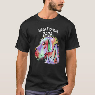 Farbenfrohe Pop Portrait Great Dane Dog Vater Vate T-Shirt