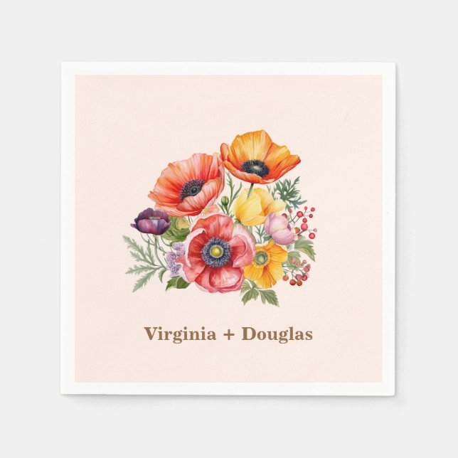 Farbenfrohe Poppies Hochzeiten von Napkins Serviette (Vorderseite)
