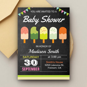 Farbenfrohe Popsicle Baby Dusche Einladung