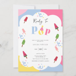 Farbenfrohe Popsicle Ready to Pop Baby Dusche Einladung