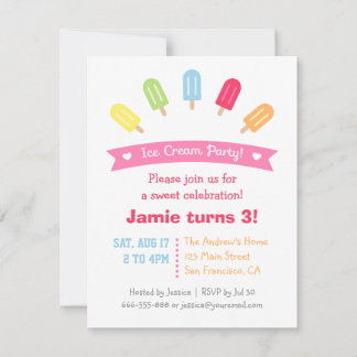 Farbenfrohe Popsim Summer Party Einladungen