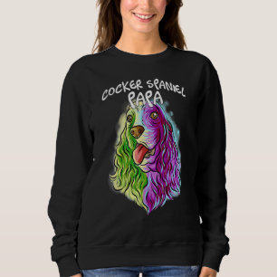 Farbenfrohe Portrait Cocker Spanischer Hund Vater Sweatshirt