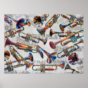 Farbenfrohe Poster von Juleez, Trumpet Art