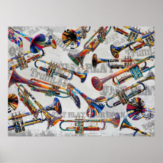 Farbenfrohe Poster von Juleez, Trumpet Art