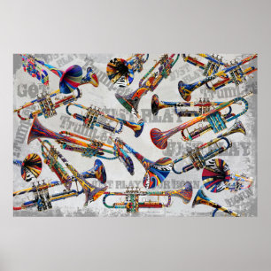 Farbenfrohe Poster von Juleez, Trumpet Art