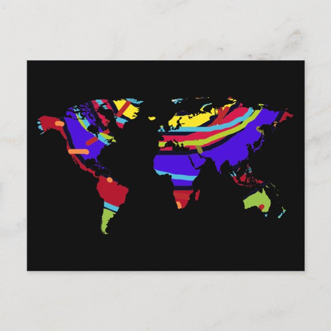 farbenfrohe Postkarte der Welt (Vorderseite)