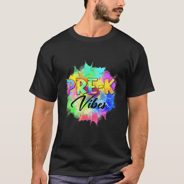 Farbenfrohe Pre-K Vibes Lehrerin Studentin zurück  T-Shirt (Vorderseite)