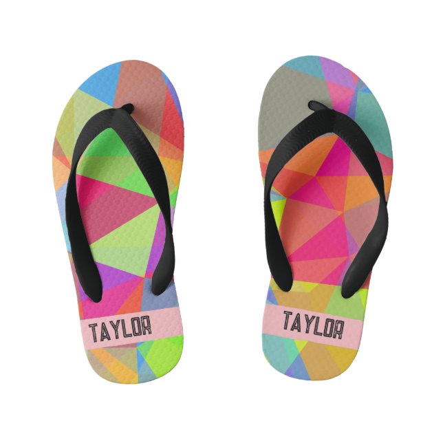 Farbenfrohe Prism Geometric Kaleidoskop Regenbogen Kinderbadesandalen (Fußbett)