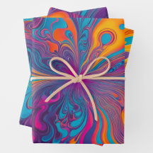 Farbenfrohe Psychedelia Art Wrapping Paper Sheets