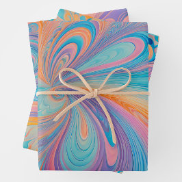 Farbenfrohe Psychedelia Art Wrapping Paper Sheets Geschenkpapier Set