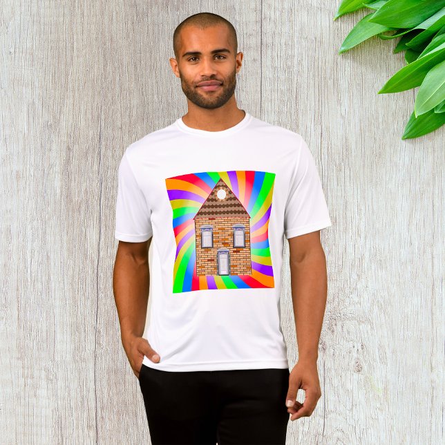 Farbenfrohe Psychedelic Brick House Rainbow Design T-Shirt (Von Creator hochgeladen)