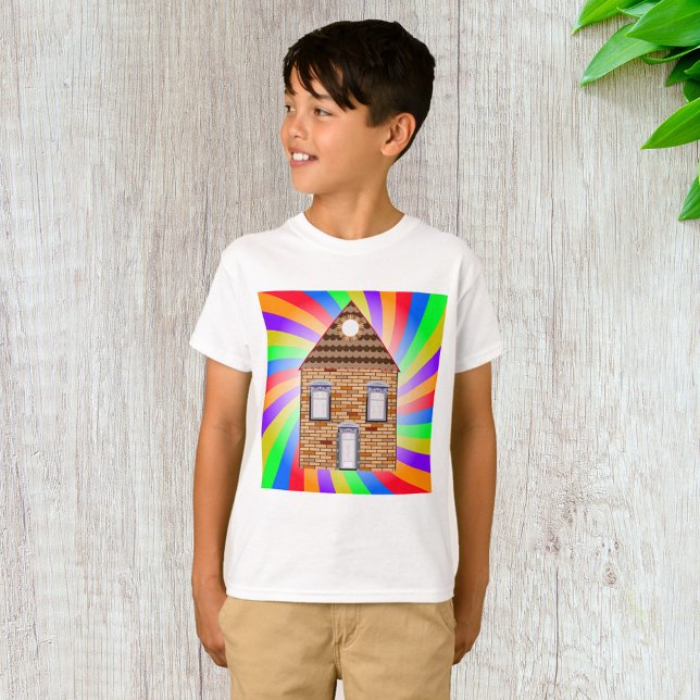 Farbenfrohe Psychedelic Brick House Rainbow Design T-Shirt (Von Creator hochgeladen)