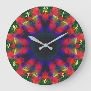 Farbenfrohe Psychedelic Retro Boho Wall Clock Große Wanduhr