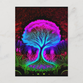 Farbenfrohe Psychedelic Tree Postcard Postkarte
